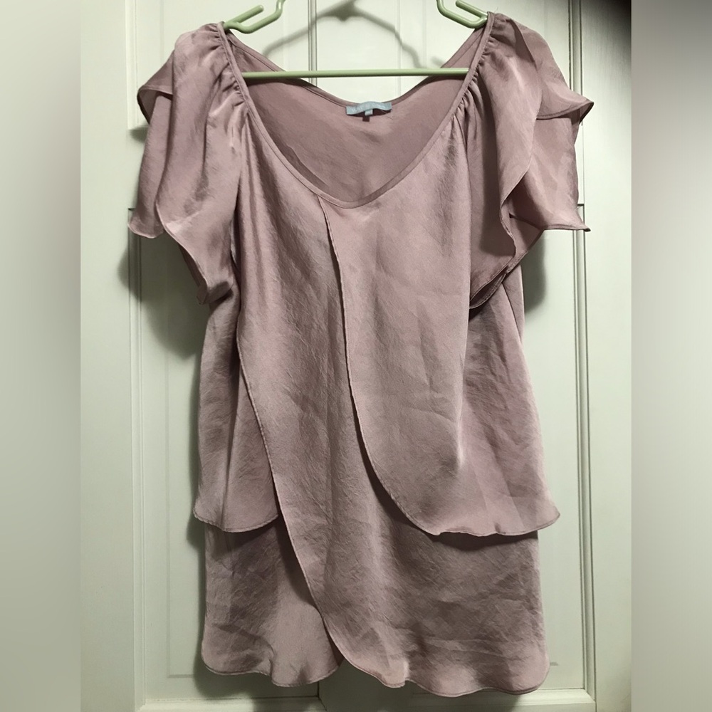 Violet & Claire Blouse Antique Rose Pink Tiered Ruffle Top XL